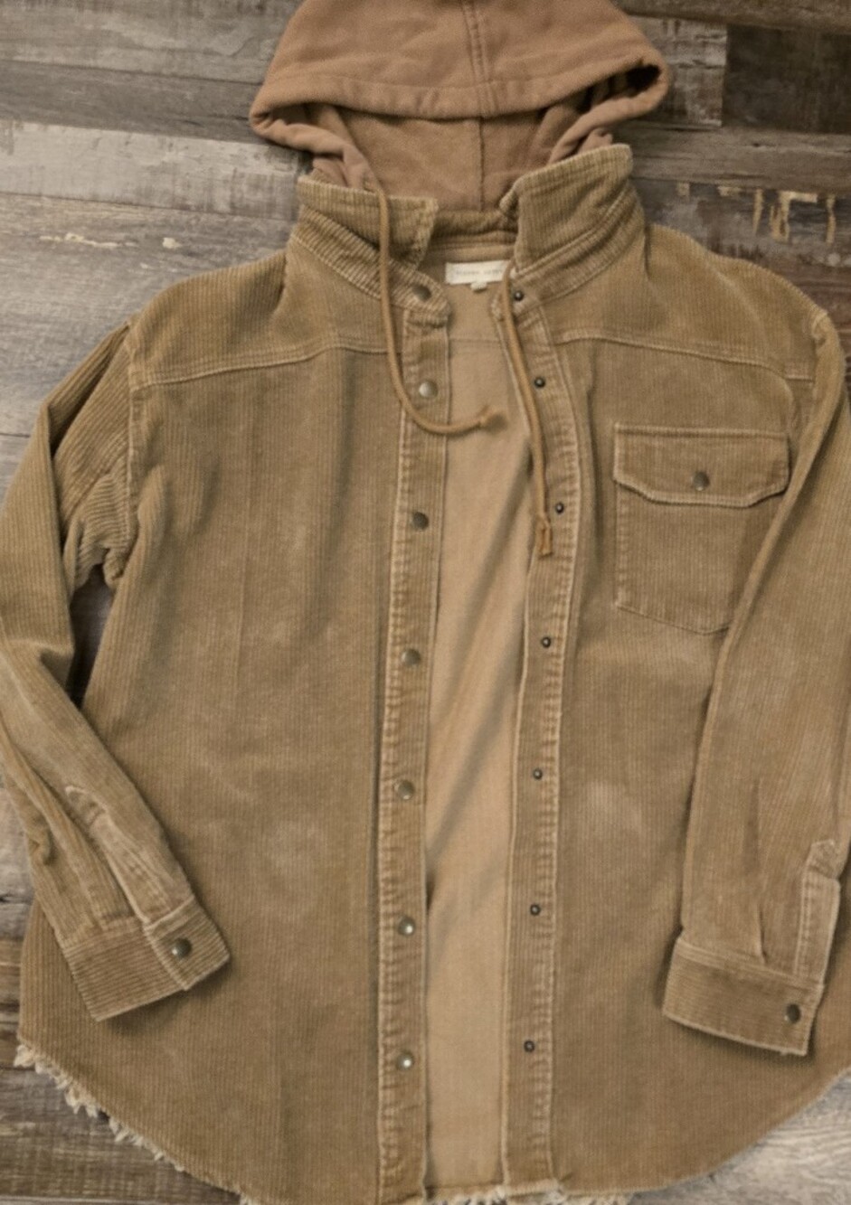 Gilded Intent Hooded Corduroy Shacket